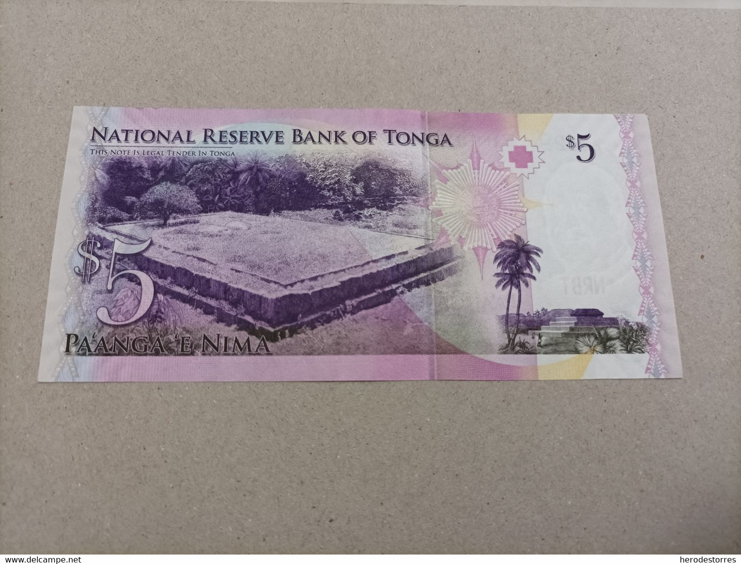 Billete De TONGA De 5 PAANGA Serie A, Año 2014, UNC - Tonga