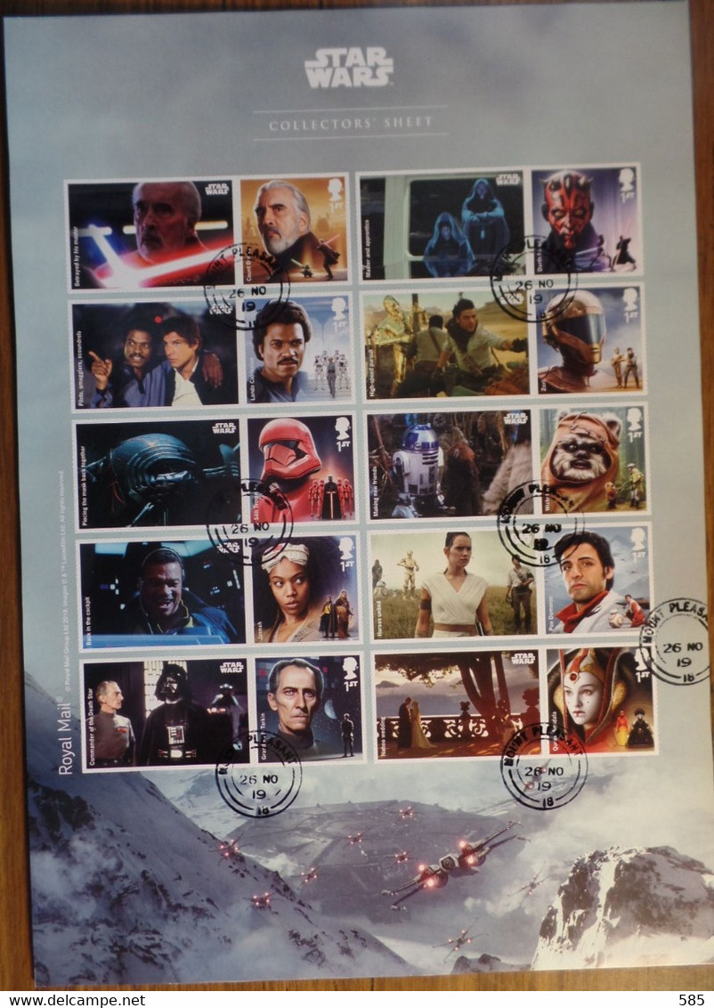 G.B. 2019 SG LS 120 Star Wars Collectors Sheet Fine Used - Smilers Sheets