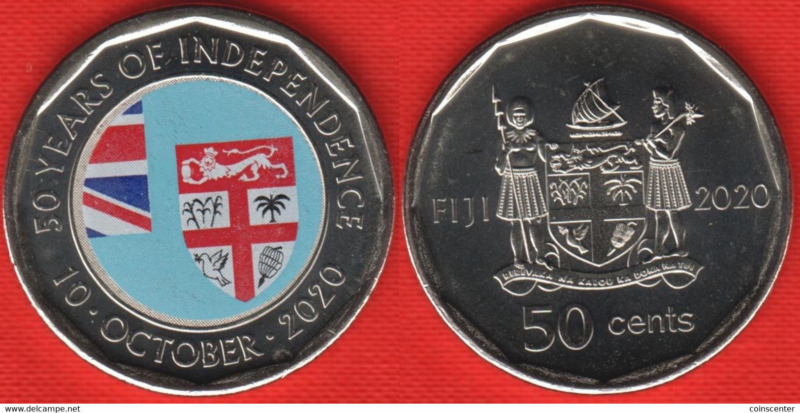 Fiji 50 Cents 2020 "Independence" Colored UNC - Fiji