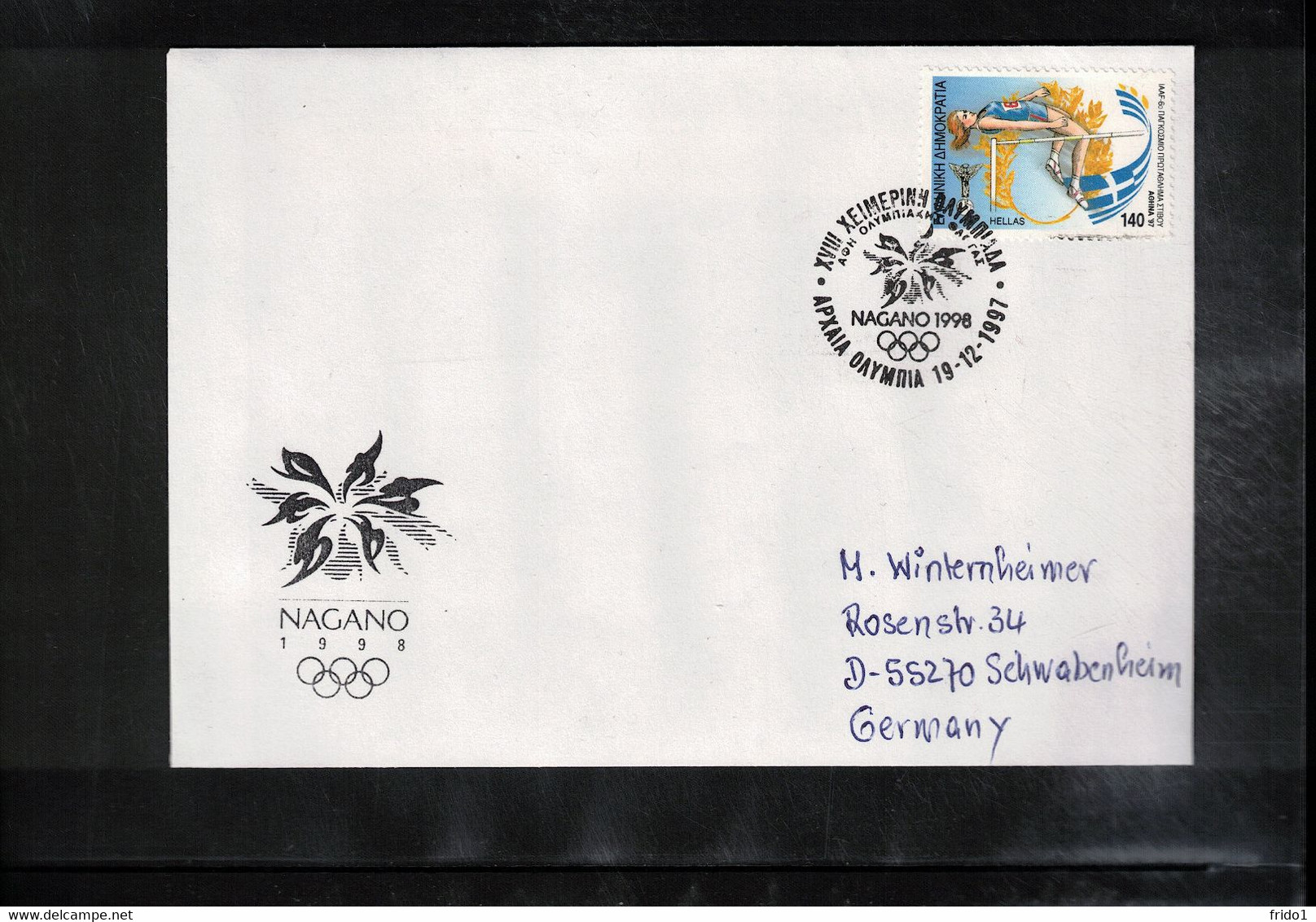 Greece 1997 Olympic Games Nagano Interesting Letter - Invierno 1998: Nagano