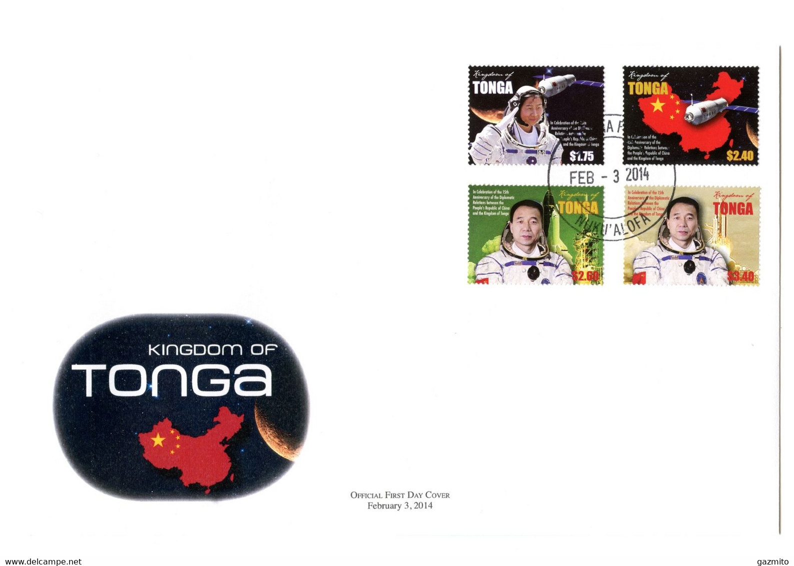 Tonga 2014, China Space Programs, 4val In FDC - Océanie