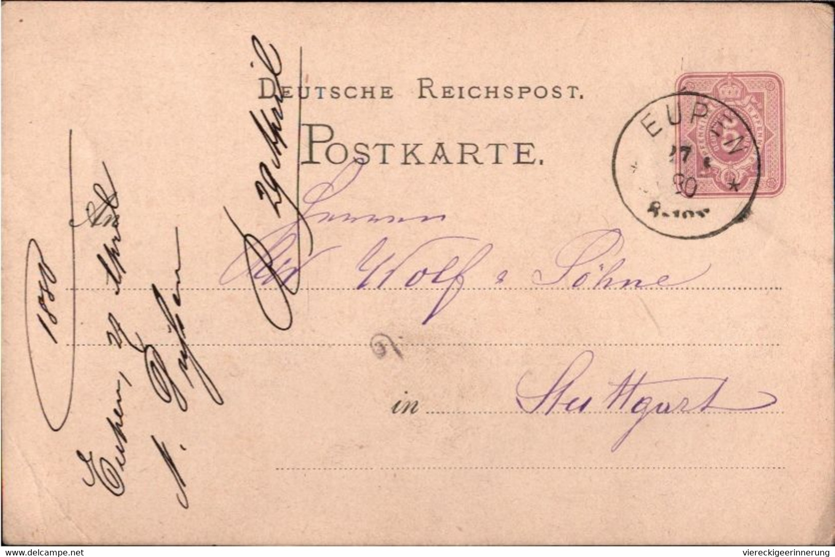 ! 1880 Alte Ganzsache Aus Eupen - Briefe U. Dokumente