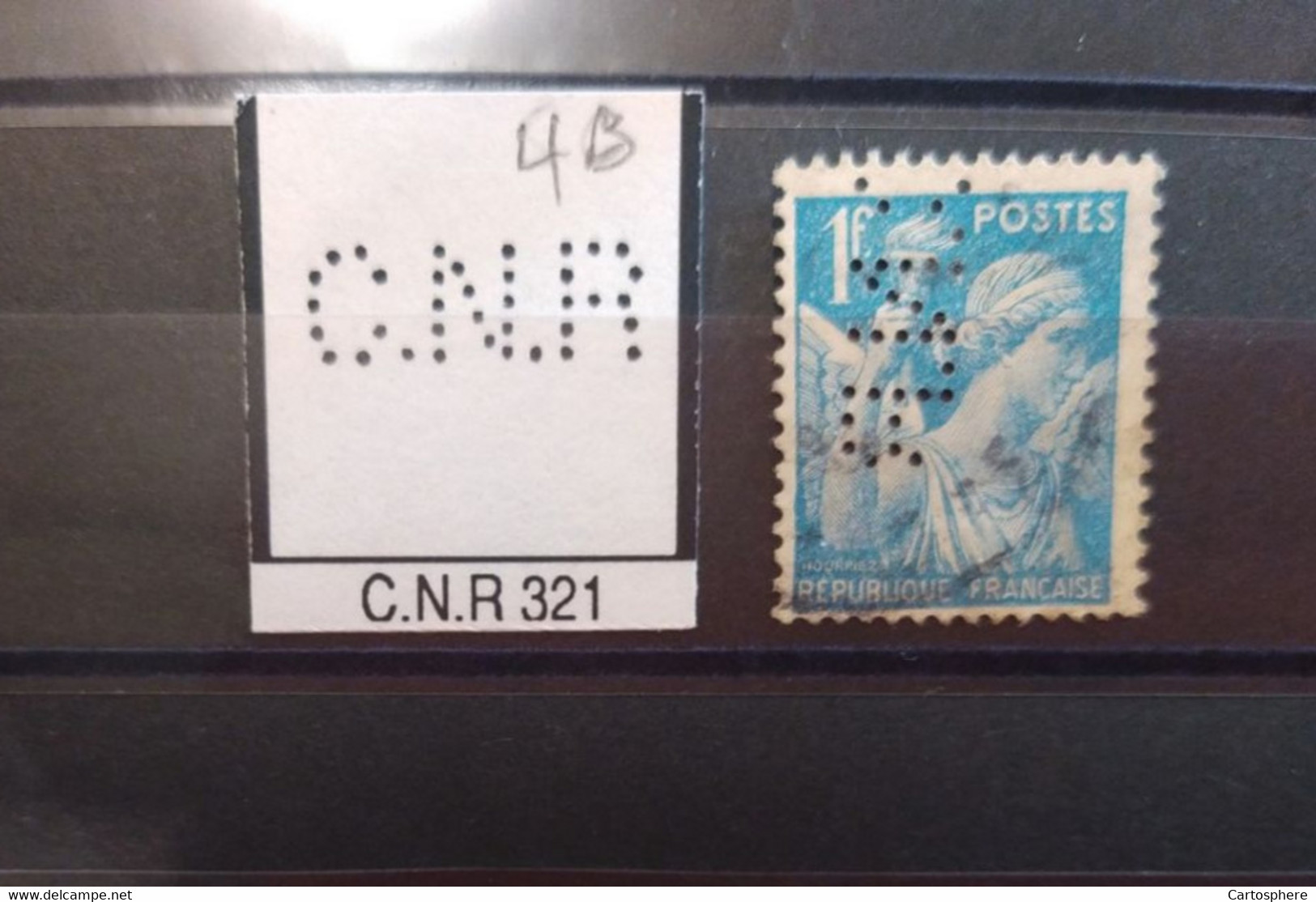 FRANCE  TIMBRE CNR 321 INDICE 3 C.N.R 221 SUR IRIS BLEU PERFORE PERFORES PERFIN PERFINS PERFO PERFORATION PERFORIERT - Used Stamps