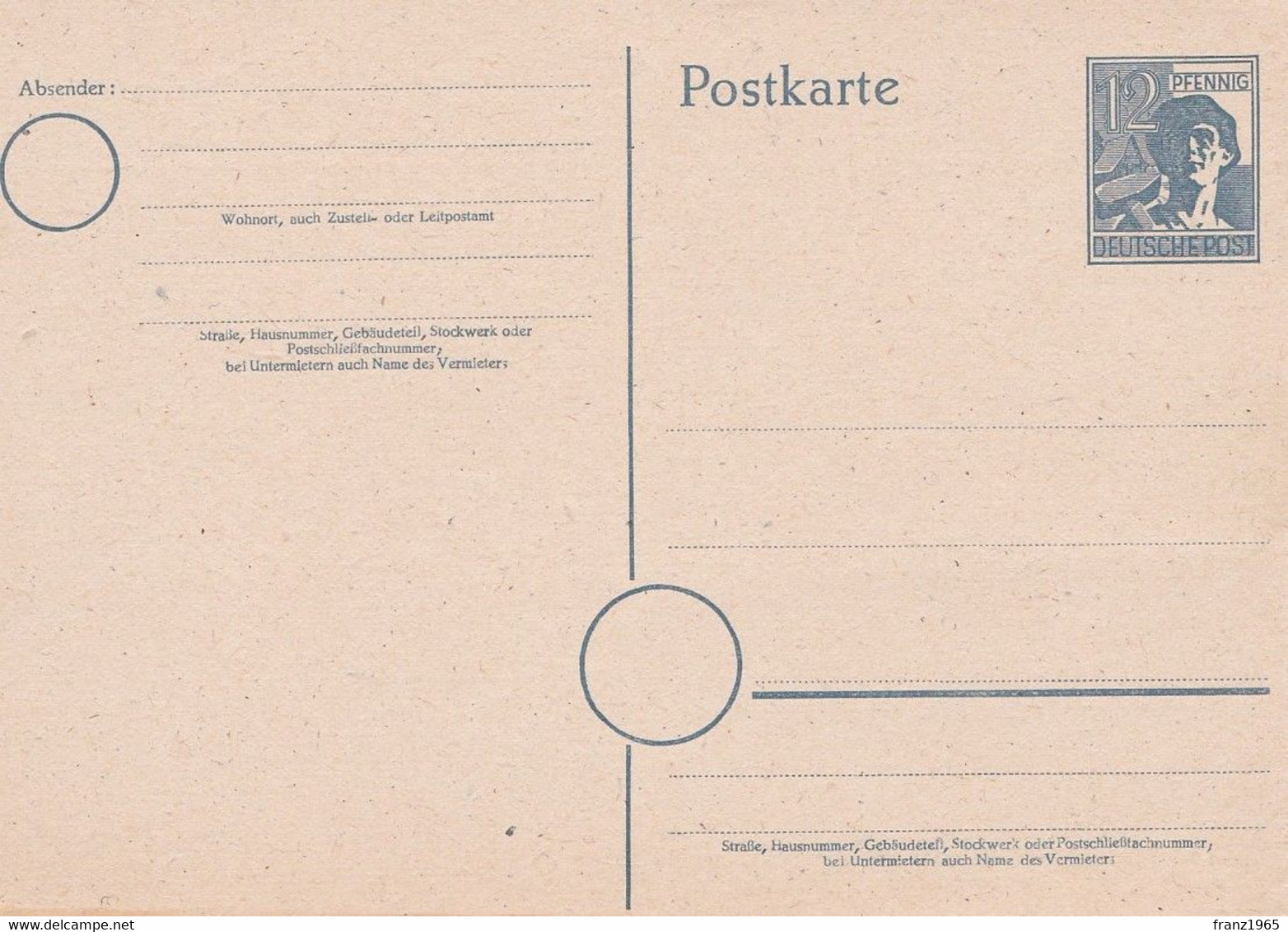 Postkarte - 12 Pfennig - Postkarten - Ungebraucht