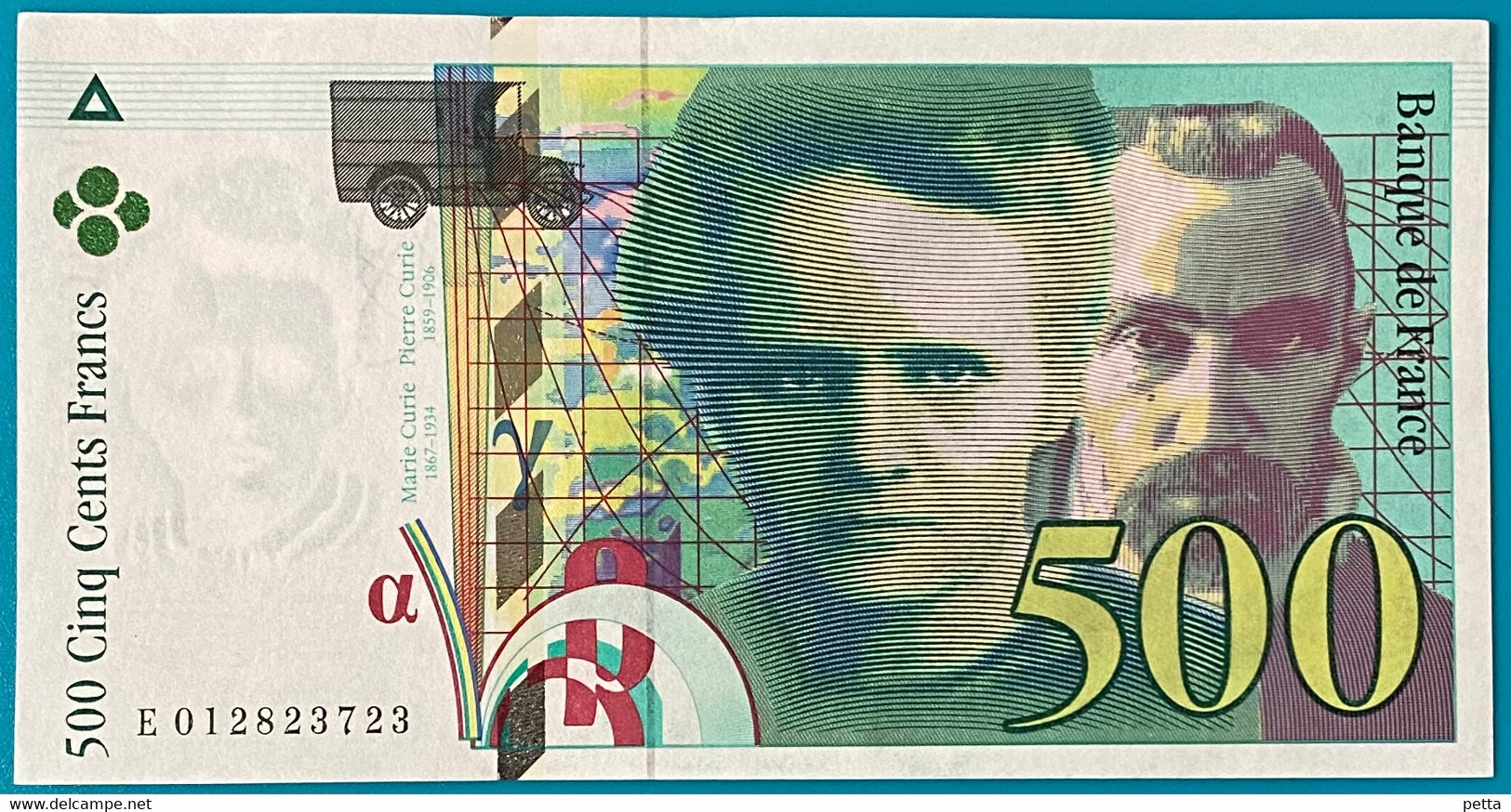 Billet De 500 Francs France Pierre Et Marie Curie De 1994 --SPL-- / ALPH E--Numéro 012823723 - 500 F 1994-2000 ''Pierre En Marie Curie''