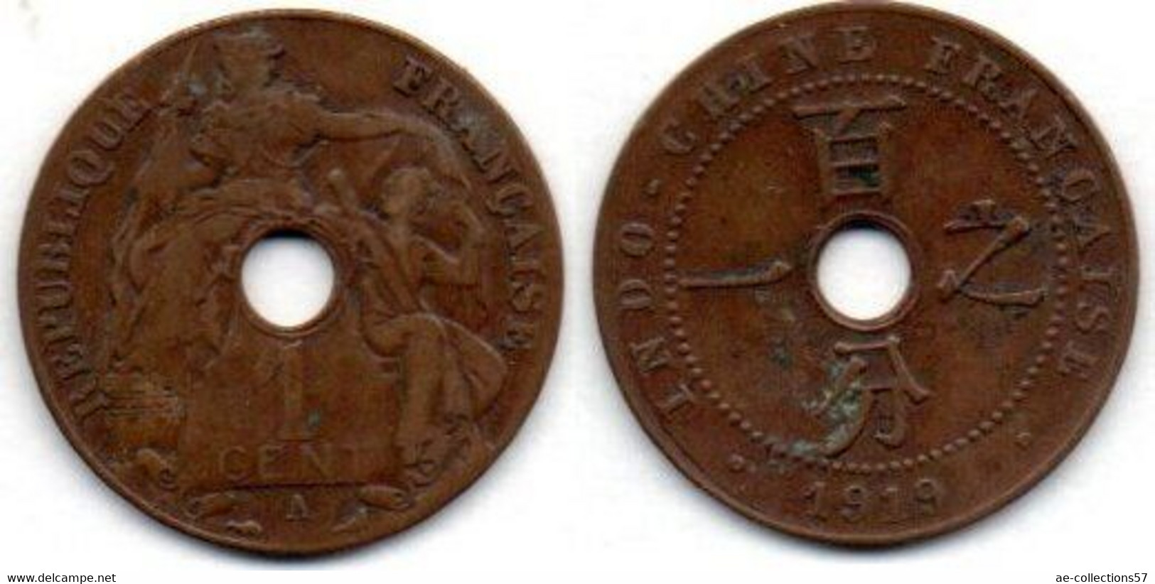 MA 18637  /  Indochine - Indochina 1 Cent 1919 TB+ - Indochina Francesa