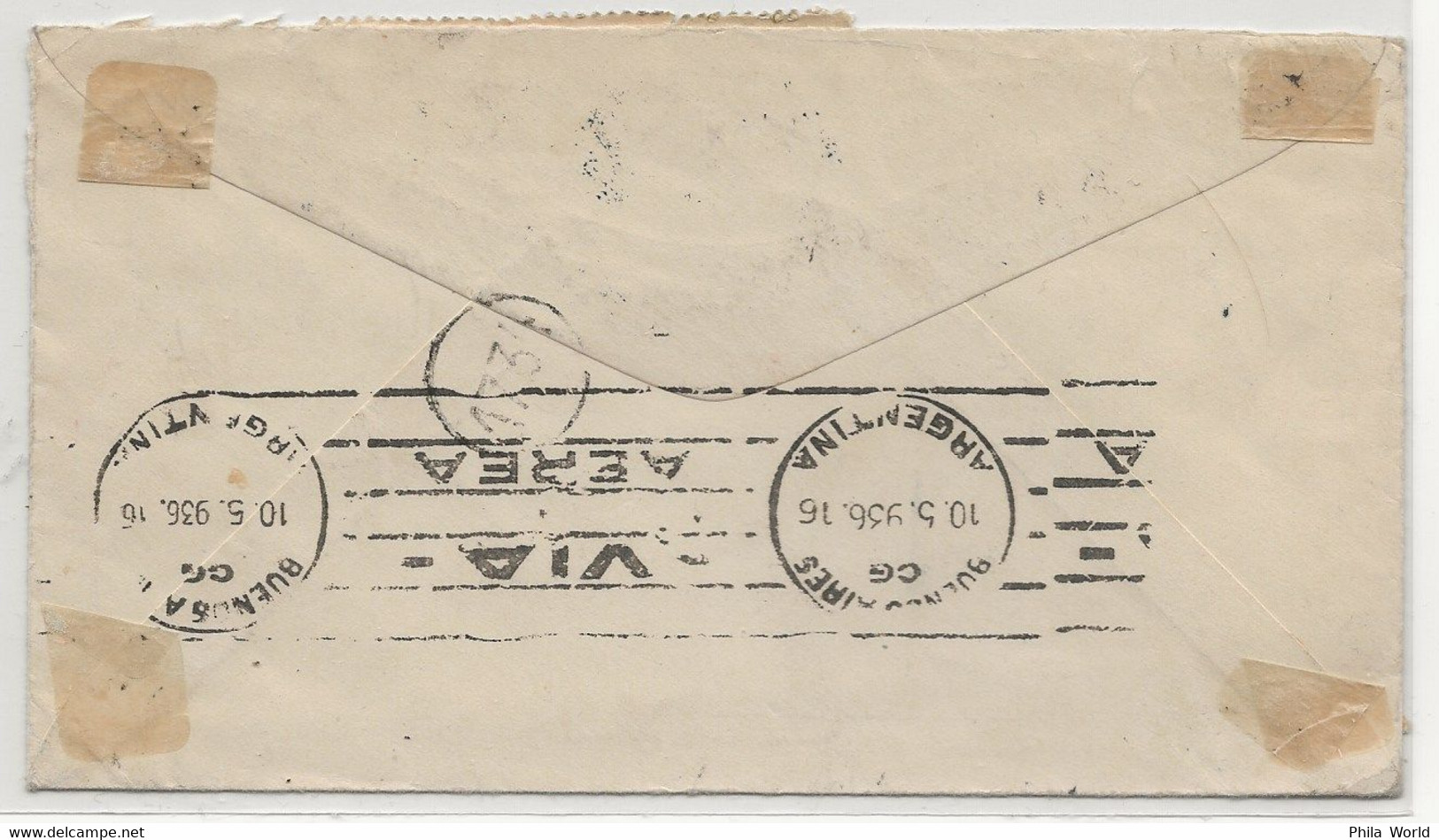 PANAM PAA 1936 USA Postal Stationery Entier Postal United States Postage ARGENTINA Correo Aereo Via Air Mail Label - Aviones