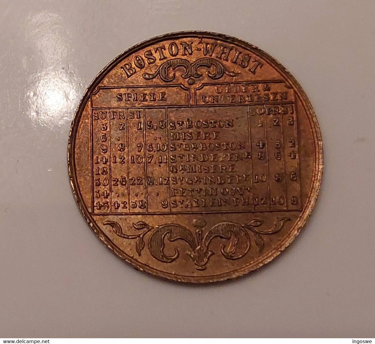 USA - Boston Whist Token - About 1860 - Scarce! - Professionals / Firms