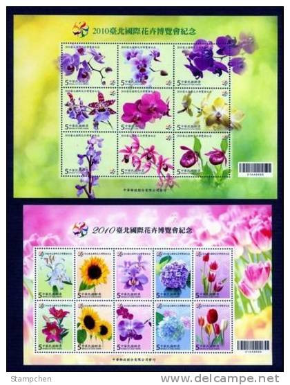 Taiwan 2010 Taipei Inter Flora Exposition Stamps S/s Flower Orchid Lily Sunflower Hydrangea Tulip EXPO - Neufs