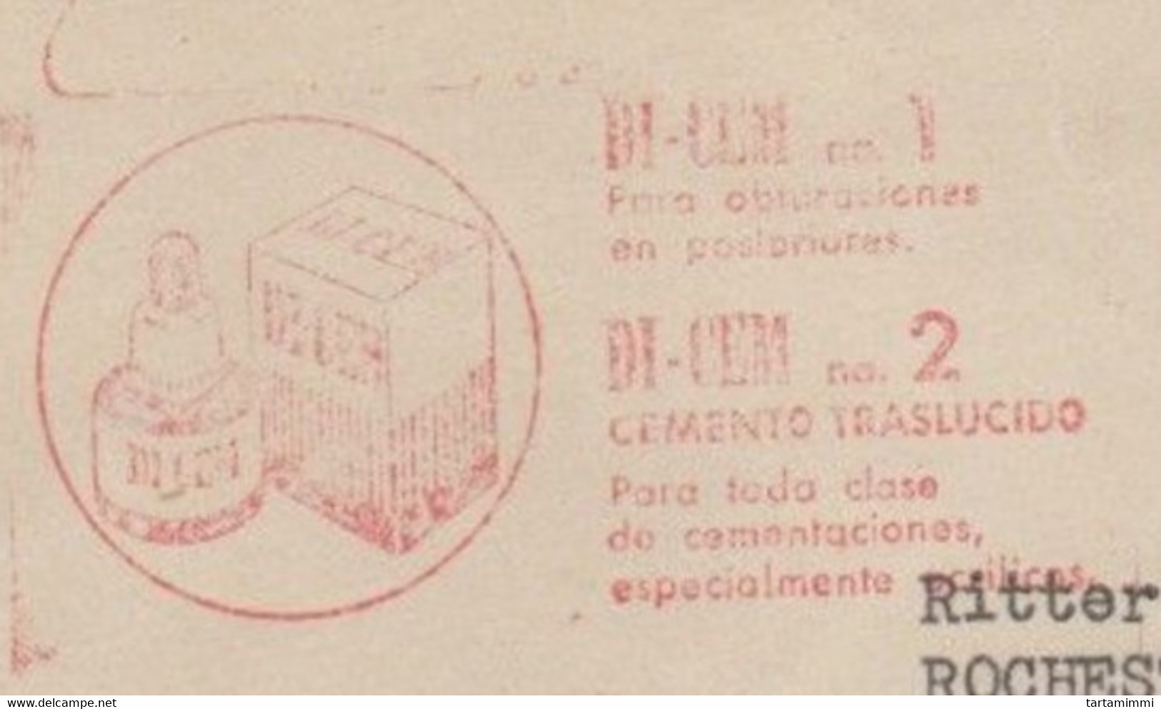 EMA METER STAMP FREISTEMPEL FRANQUEO MECANICO BUENOS AIRES CEMENTO  TRASLUCIDO O'NEILL DI-CEM - Franking Labels