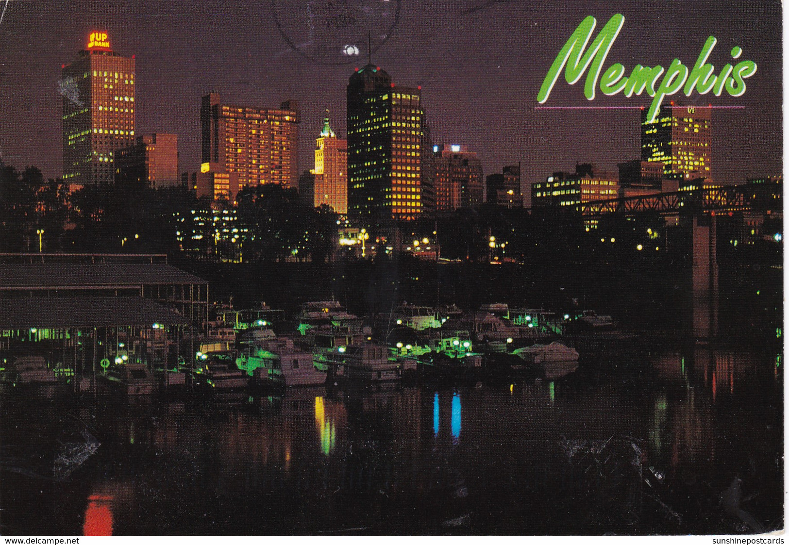 Tennessee Memphis Skyline And Yacht Club At Night - Memphis