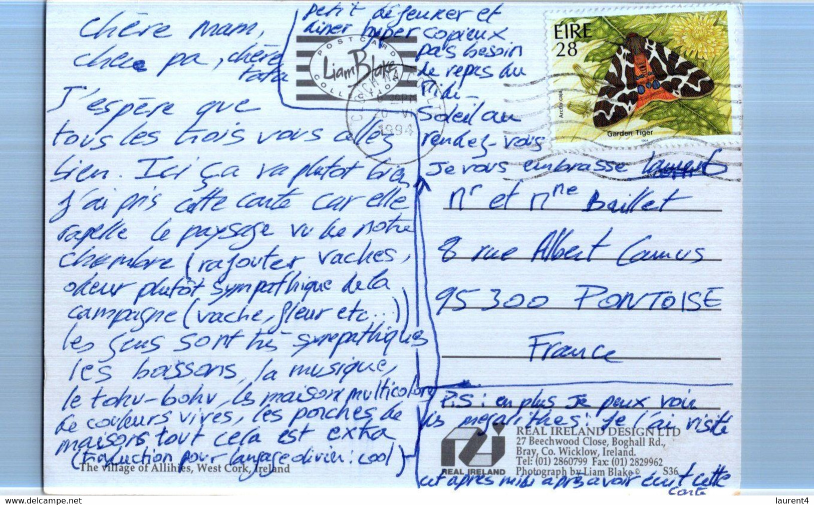 (4 N 50) Ireland - West Cork (posted To France With Butterfly Stamp) Allihie Village - Cork