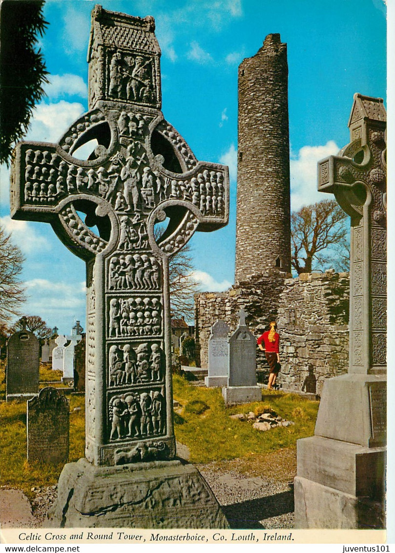 CPSM Celtic Cross And Round Tower,Monasterboice-Timbre     L2014 - Louth