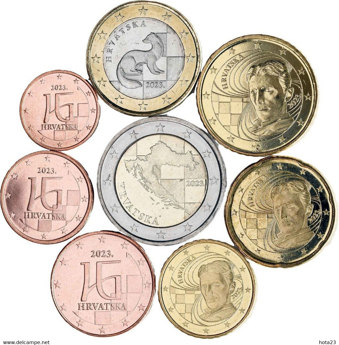 Croatia 2023 Year UNC Full Coin Set From 1 Cent - 2 Euro Total 8 Coins 3,88 Euro - Croatia
