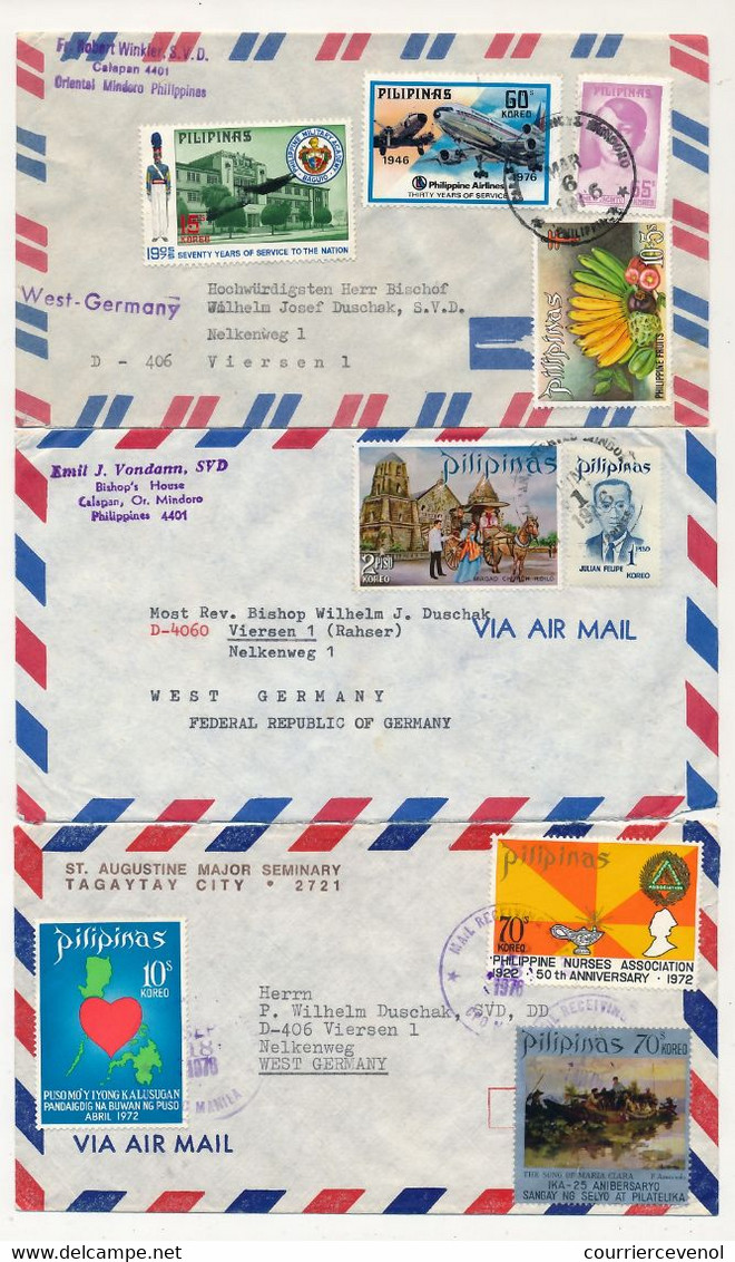 PHILIPPINES - 10 Enveloppes Affranchissements Composés, Philippines Vers Allemagne, 1976 - Filipinas