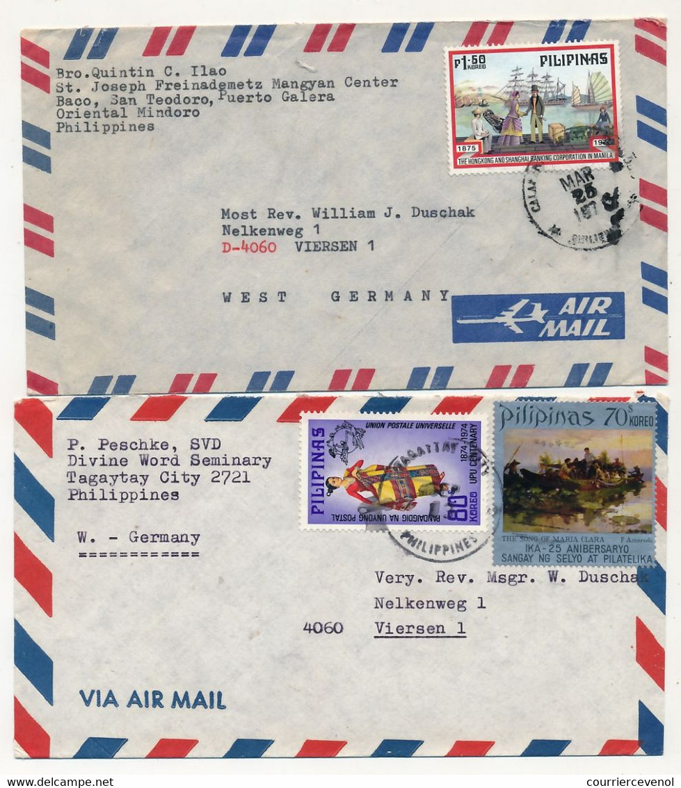 PHILIPPINES - 10 Enveloppes Affranchissements Composés, Philippines Vers Allemagne, 1976 - Philippines
