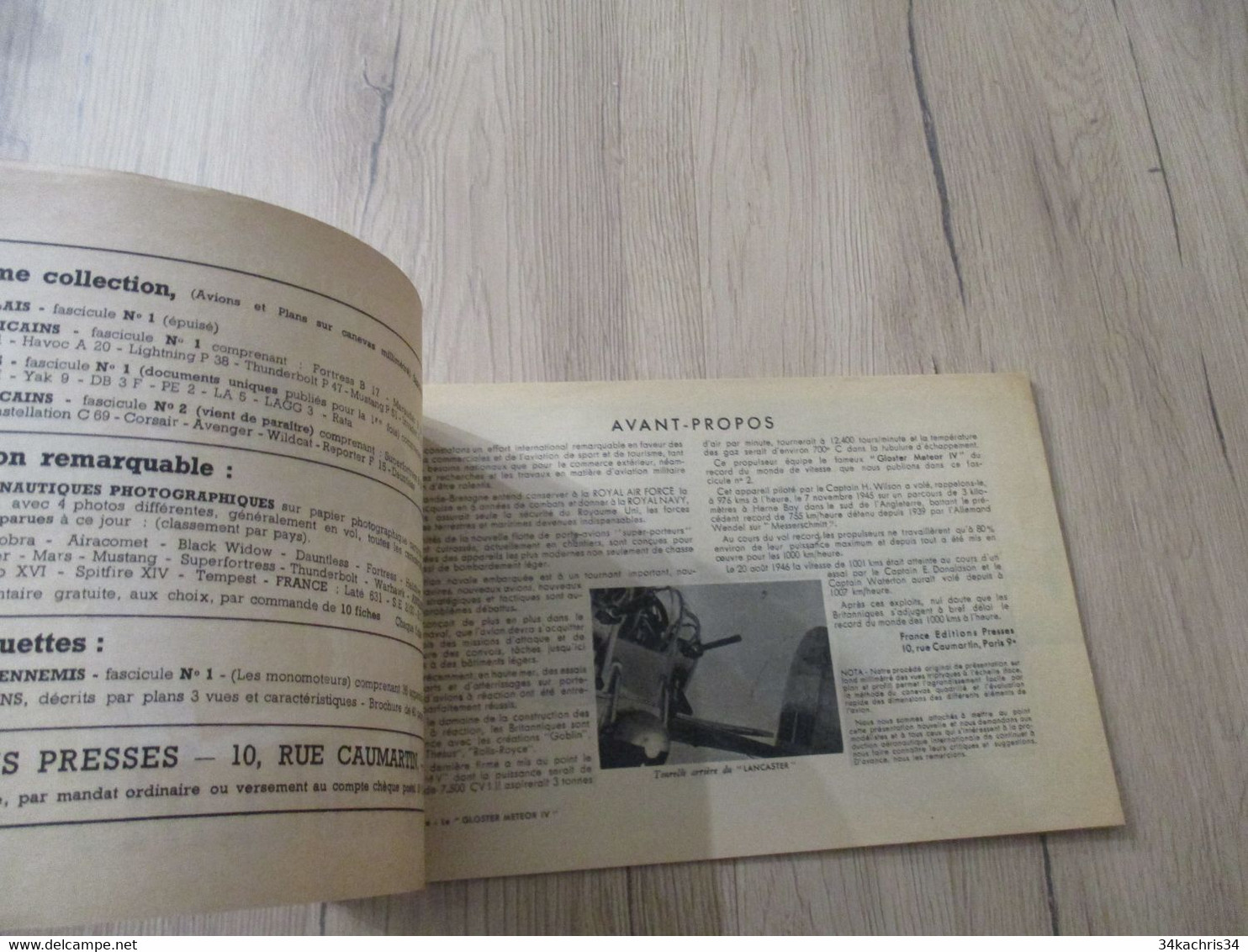 Catalogue Avions Anglais Fascicule N°2 France Editions Presse 1945 Photos Plans Caractéristiques - Aviation