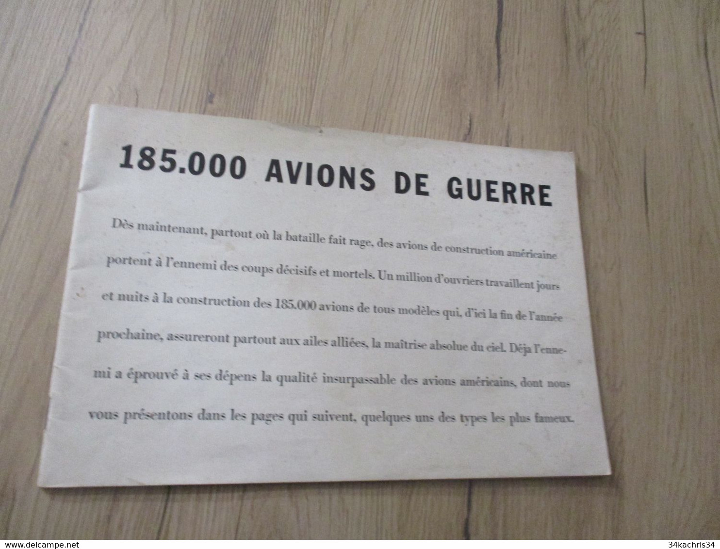 Catalogue Avions Anglais Fascicule 185 000 Avions De Guerre  Photos Caractéristiques Incomplet - Aviación
