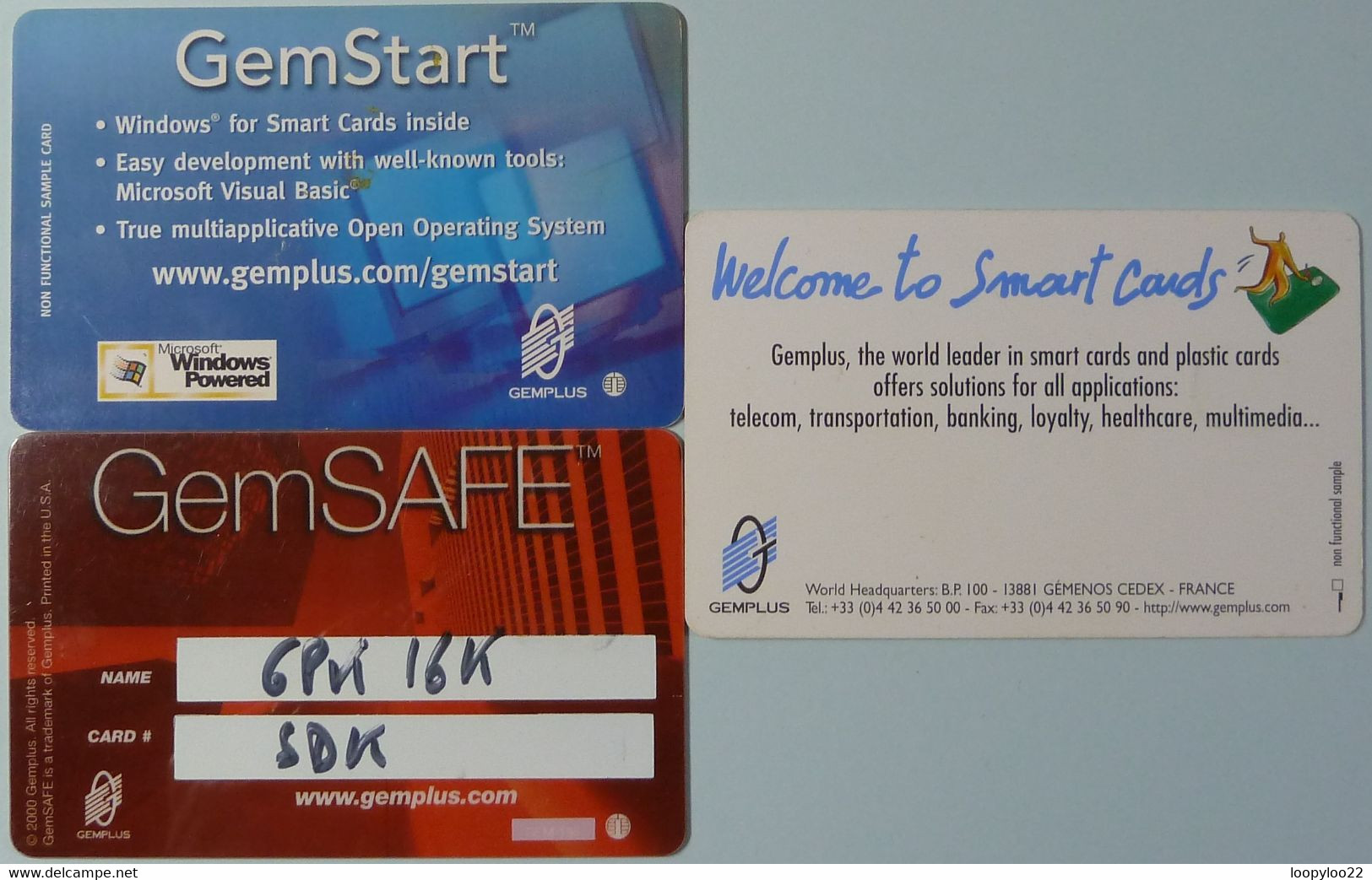 FRANCE - Gemplus Smartcard Demos - Group Of 3 - Gem Start, Gem Safe & Welcome To Smart Cards - Used - 600 Agences