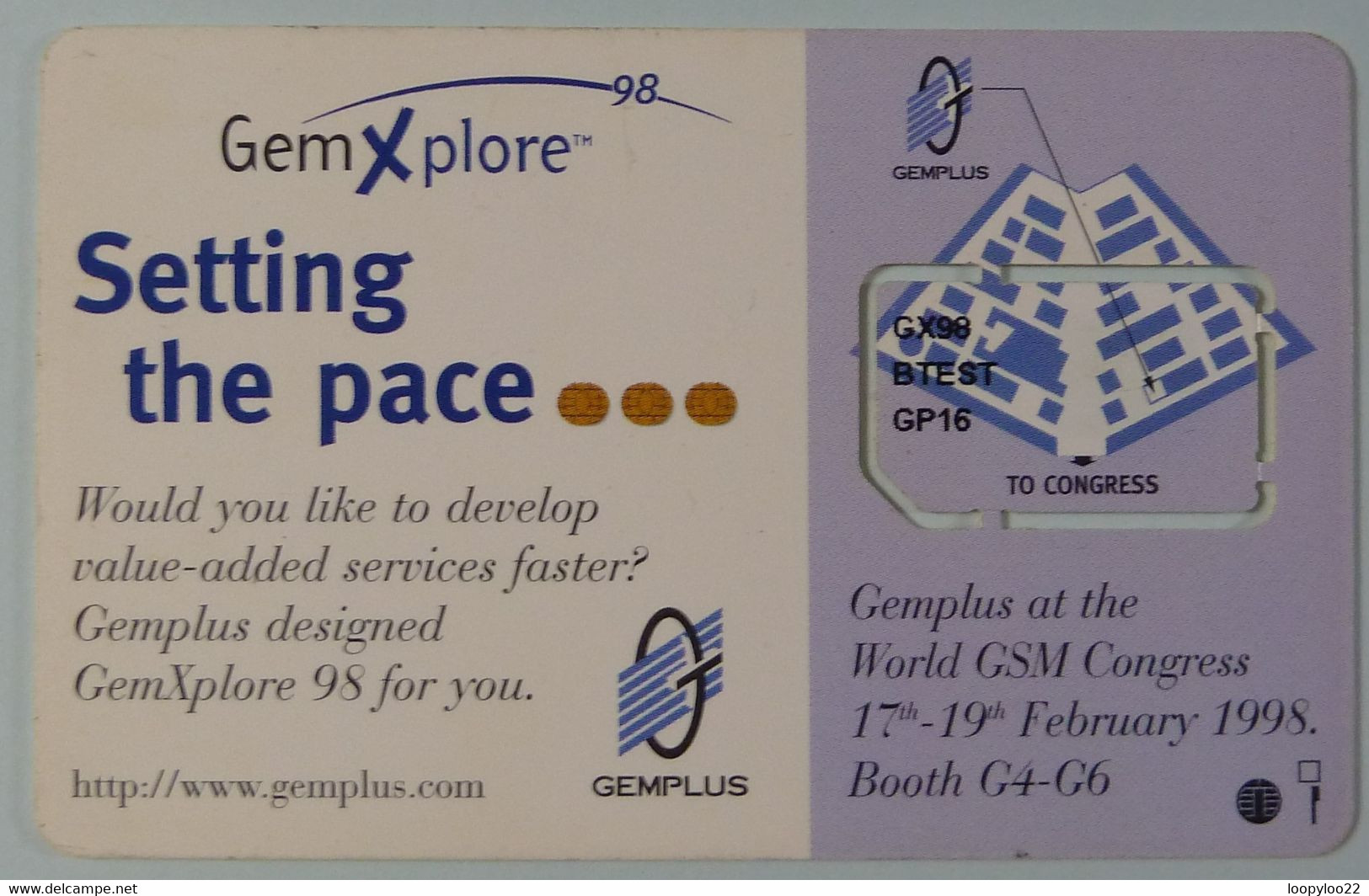 FRANCE - Chip - Gemplus Test - GSM - GemXplore 98 - World Congress - R - 600 Agences