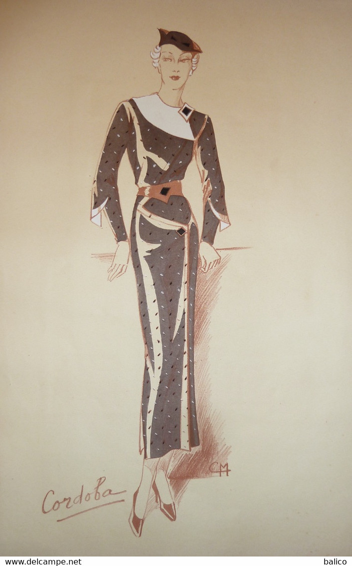 2 Dessins De Mode Exclusif - Recto Verso - (prix Très Bas, Cause Retraite)  ( Format   24 Cm X 36 Cm )  -  Réf, B 16 - 1900-1940