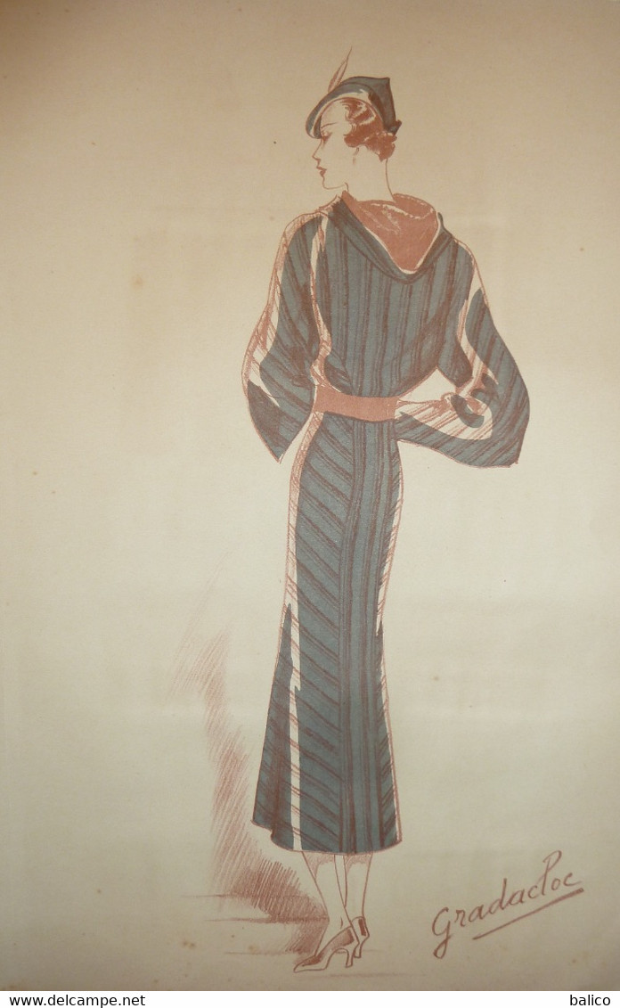 2 Dessins De Mode Exclusif - Recto Verso - (prix Très Bas, Cause Retraite)  ( Format   24 Cm X 36 Cm )  -  Réf, B 18 - 1900-1940