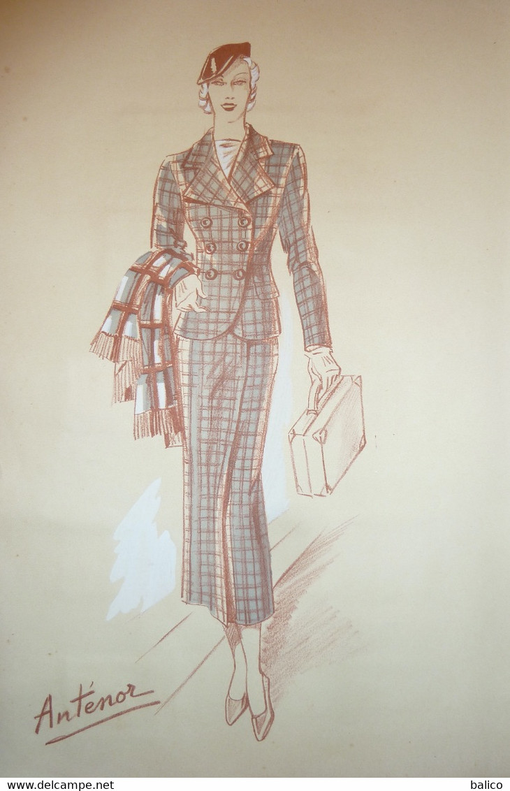 2 Dessins De Mode Exclusif - Recto Verso - (prix Très Bas, Cause Retraite)  ( Format   24 Cm X 36 Cm )  -  Réf, B 20 - 1900-1940