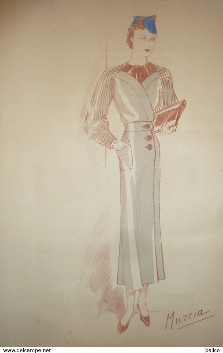 2 Dessins De Mode Exclusif - Recto Verso - (prix Très Bas, Cause Retraite)  ( Format   24 Cm X 36 Cm )  -  Réf, B 20 - 1900-1940