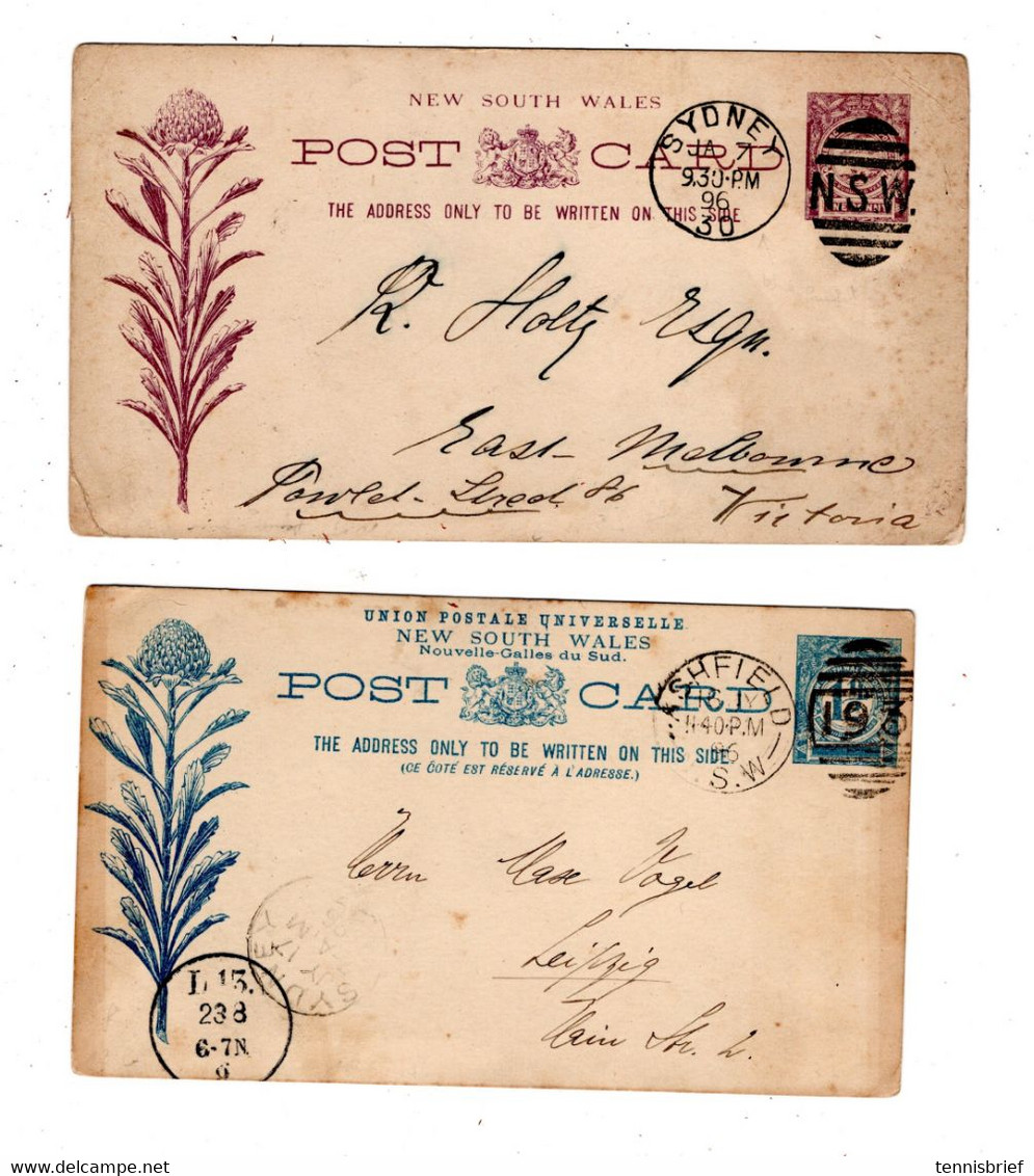 1896 , 1 P And 1 1/2 P., 2 Commercial Used Stationarys , Inland And Overseas - Brieven En Documenten