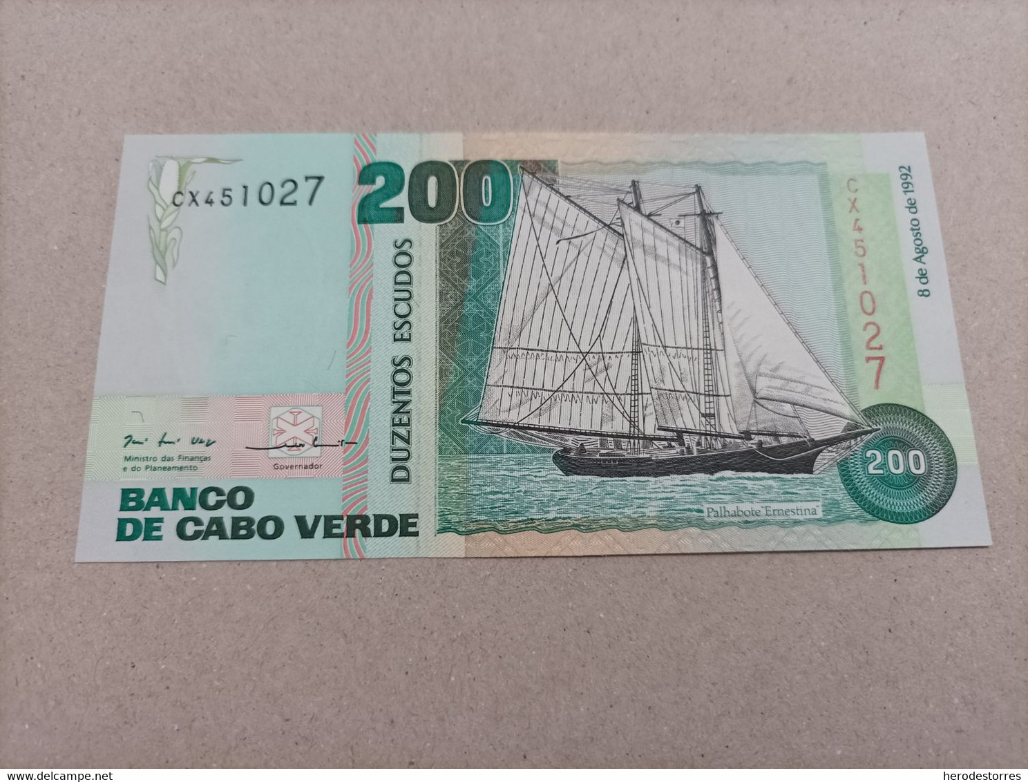 Billete De Cabo Verde De 200 Escudos, Año 1992, UNC - Cap Vert