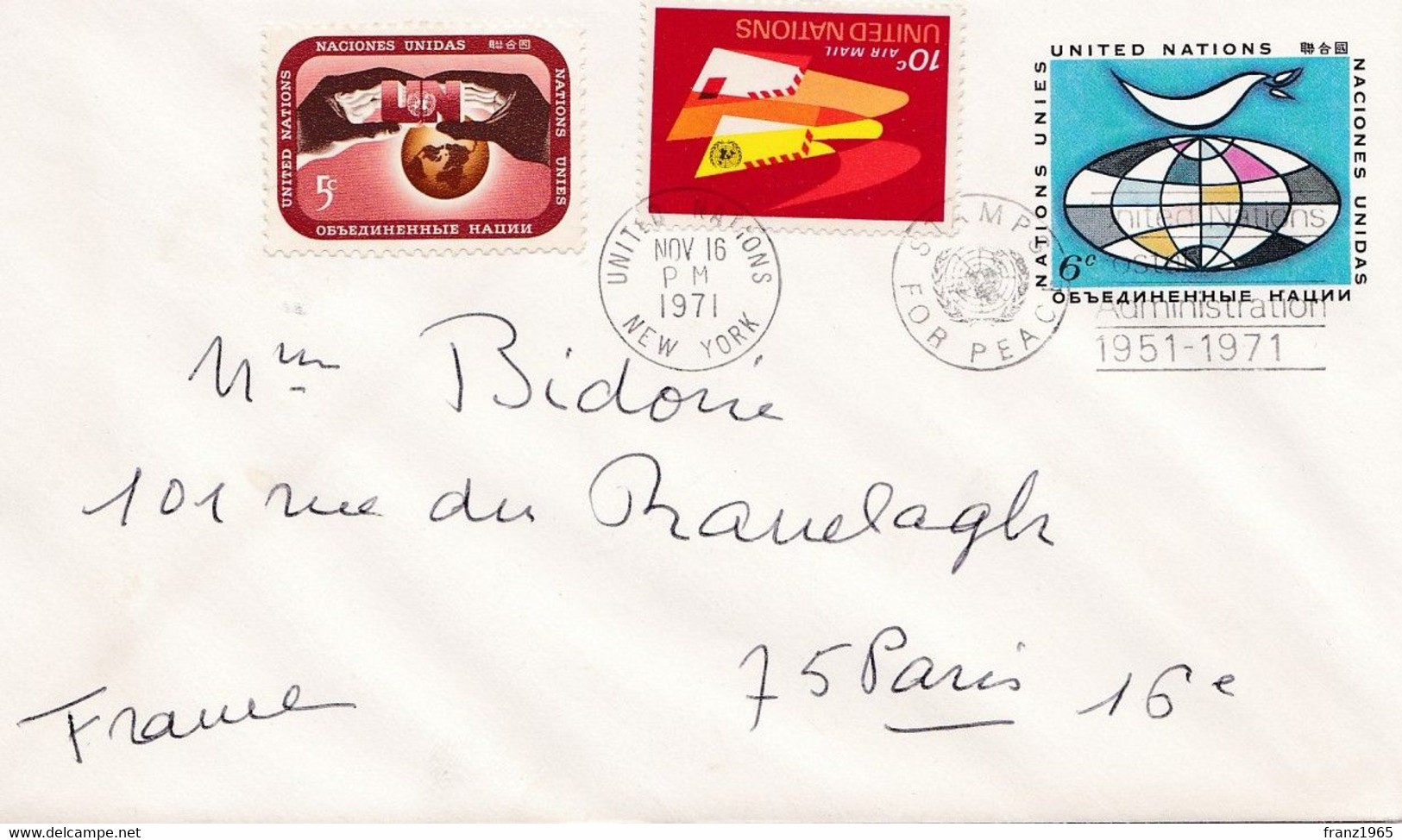 From New York To Paris - 1971 - Lettres & Documents