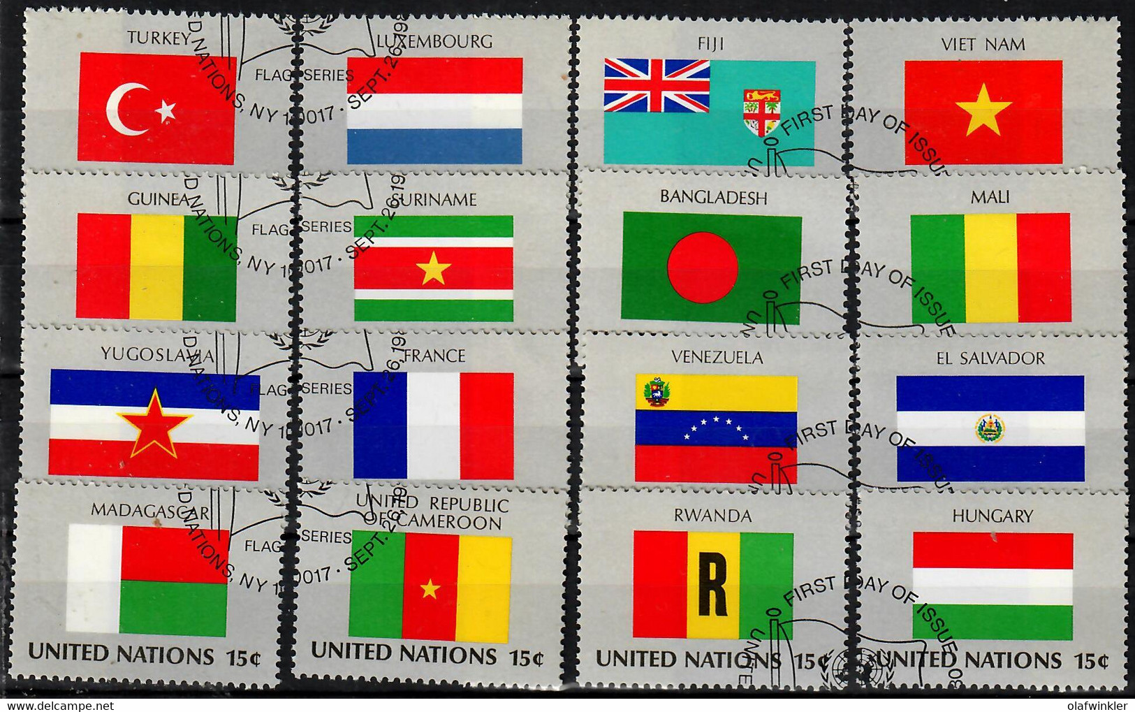 1980 Flags Of Member Nations (I) Sc 325-40 / YT 316-31 / Mi 348-63 Used / Oblitéré / Gestemplet [zro] - Oblitérés