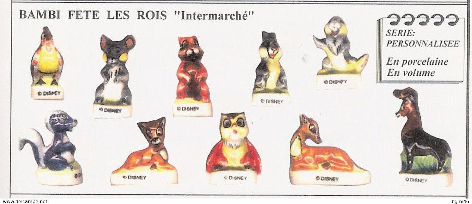 Fève Porcelaine En Pied : BAMBI Série De 10 Fèves ( Intermarché ) : ALCARA 1995 - Disney