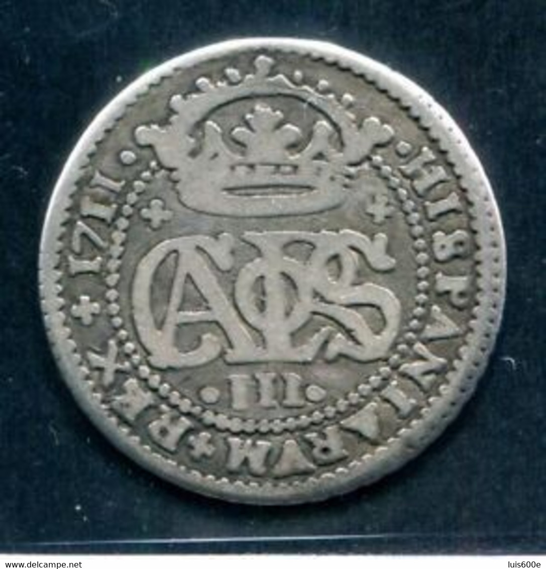 1711.ESPAÑA.BARCELONA.MONEDA 2 REALES PLATA.CARLOS III. MBC - Monete Provinciali