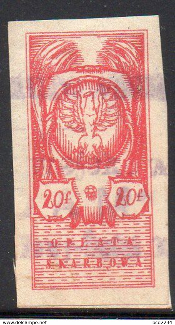 POLAND REVENUE 1919 PROVINCIAL ISSUE NORTHERN POLAND 20F RED VIOLET IMPERF BAREFOOT BF#02 Stempelmarke Document Tax Duty - Revenue Stamps