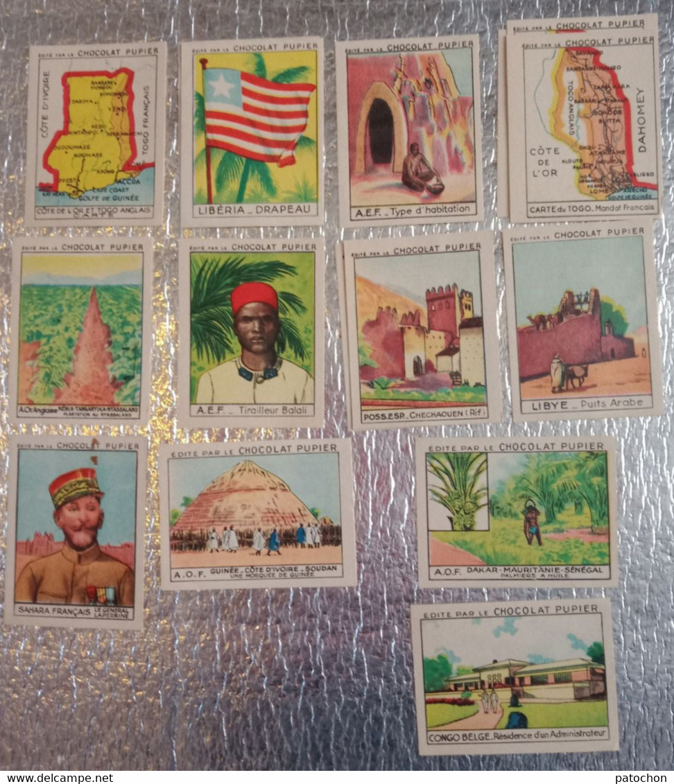 12 Vignette Image Panini AOF Etc Les Colonies Chocolat PUPIER + Doublon - Chocolade