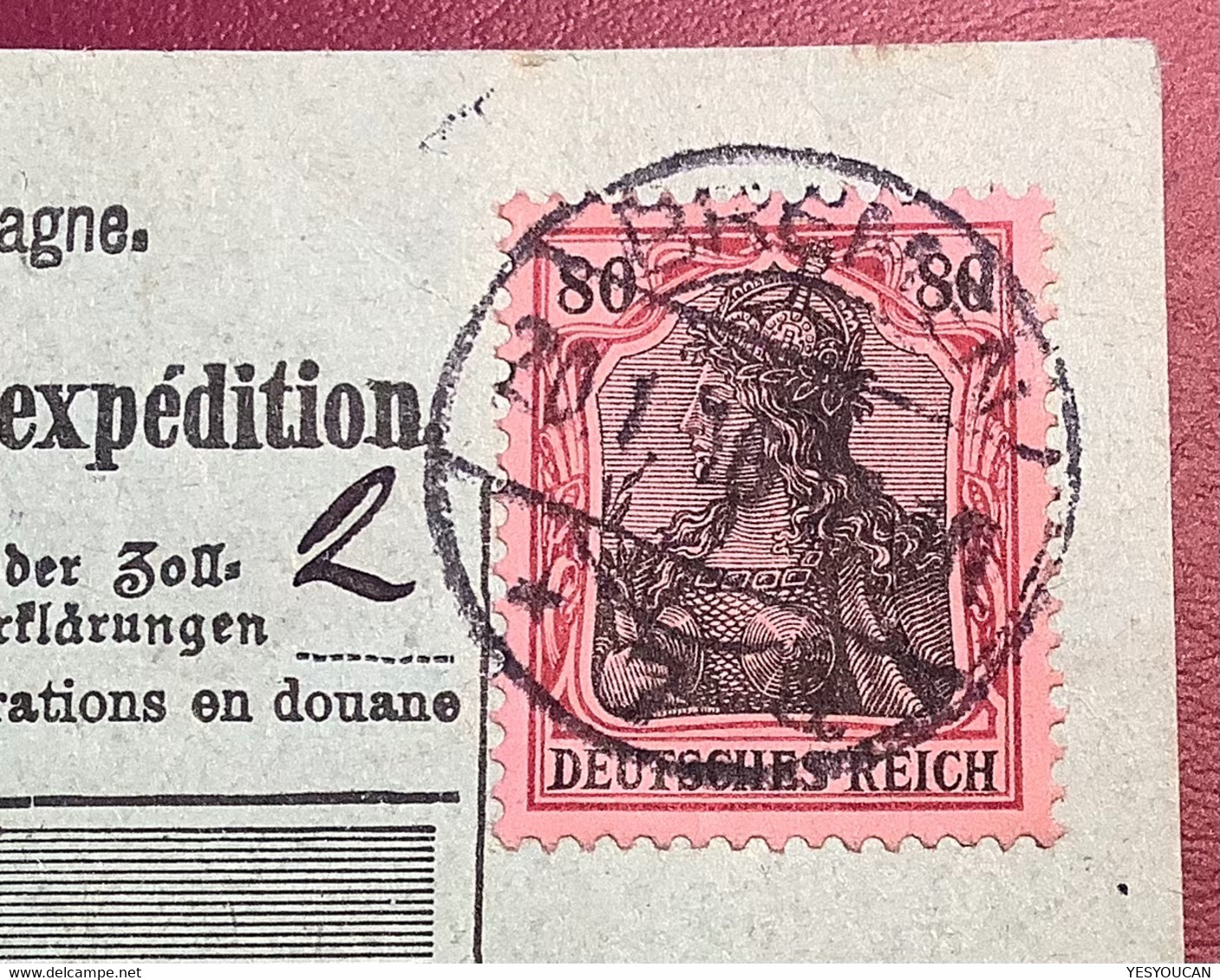 BREMEN 7 ZOLLAUSLAND 1916 Mi 93 II Paketkarte>Droguerie Hermann Kaeppeli Nyon VD Schweiz (Germania Robert Oscar Meier - Cartas & Documentos