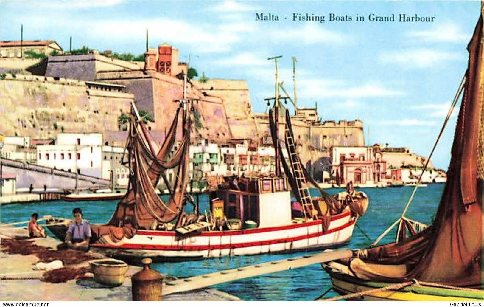 Malte Malta Valletta La Valette Fishing Boats In Grand Harbour - Malte