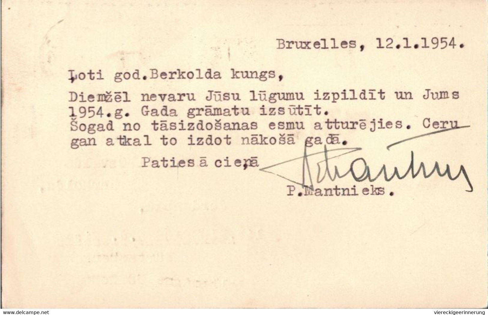 ! 1954 Ganzsache Aus Brüssel Nach Biberach, Geschrieben In IDO (Kunstsprache Wie Esperanto) - Other & Unclassified