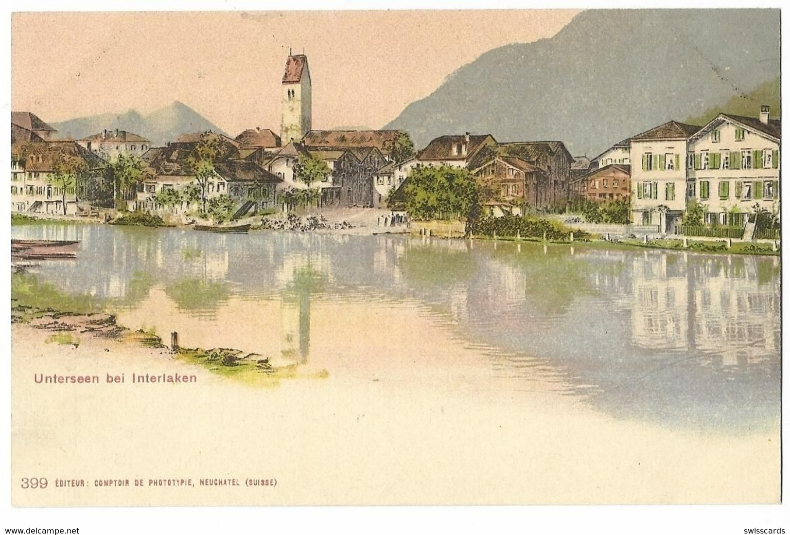 UNTERSEEN: Colorierte Ansicht Vom Fluss Her ~1900 - Unterseen