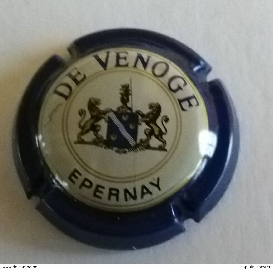 PLAQUE DE MUSELET DE CHAMPAGNE " DE VENOGE N° 8 " BLEU BARRE BLANCHE - De Venoge