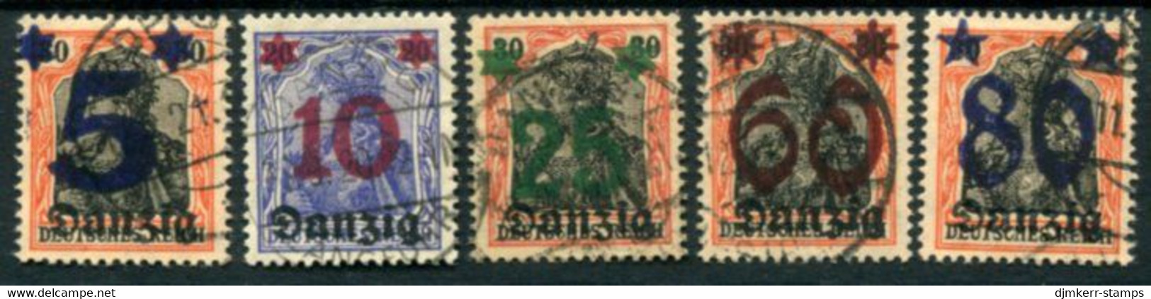 DANZIG 1920 (Aug.-Nov.) Surcharges Used.  Michel 16-20 - Usati