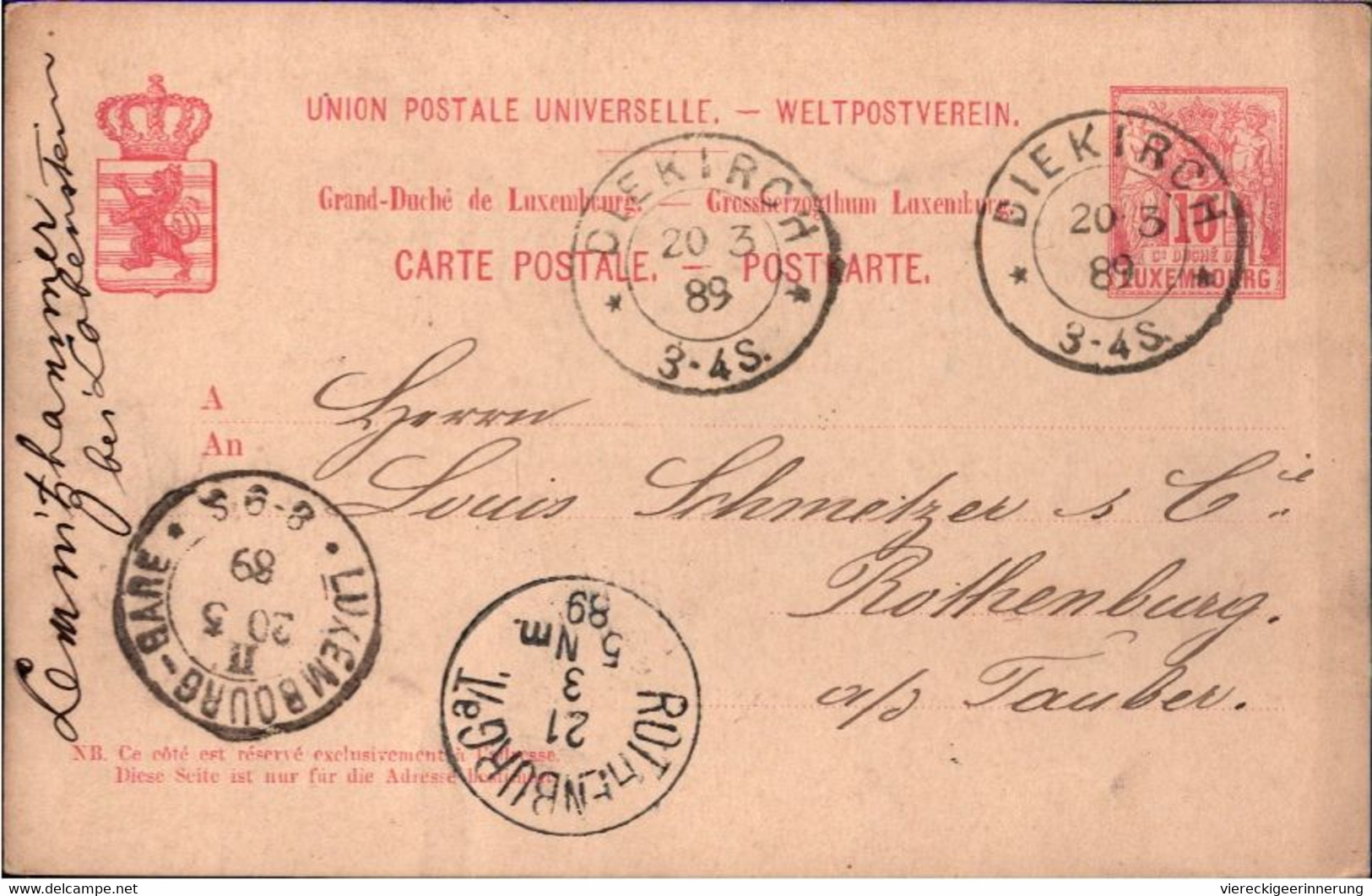 ! 1889 Ganzsache Aus Diekirch In Luxemburg, Luxemborg - Interi Postali