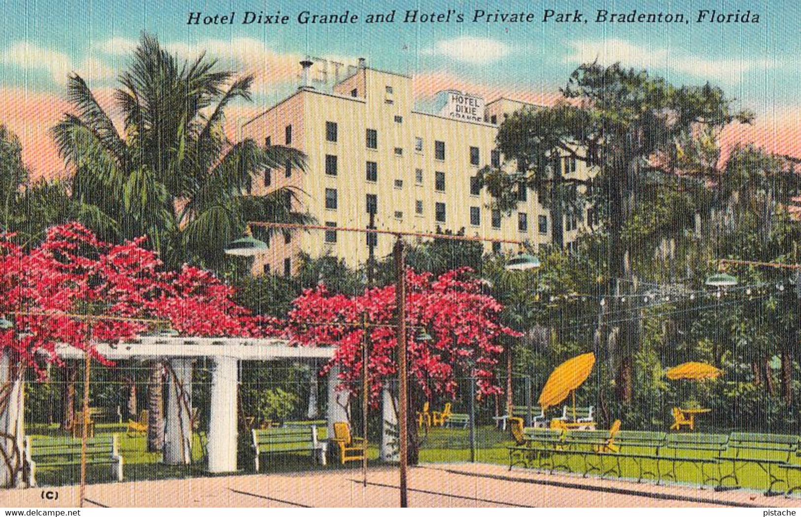 3549 – Bradenton Florida USA – Hotel Dixie Grande – Linen – Vintage – VG Condition – 2 Scans - Bradenton