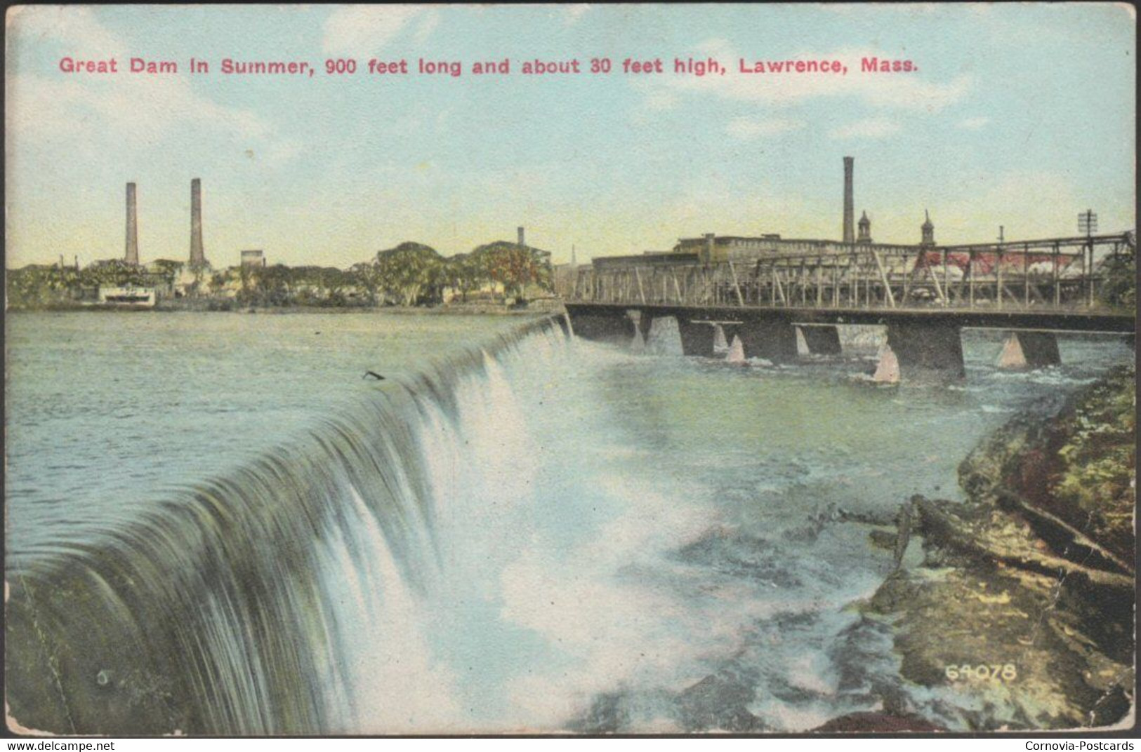 Great Dam In Summer, Lawrence, Massachusetts, C.1905-10 - Postcard - Lawrence