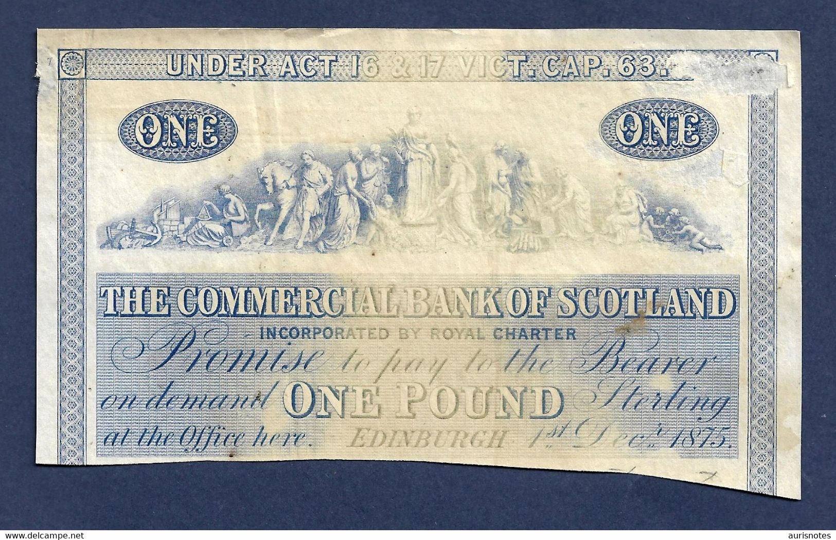 Scotland Commercial Bank 1 Pound 1875 Rare Proof High Grade - 1 Pound