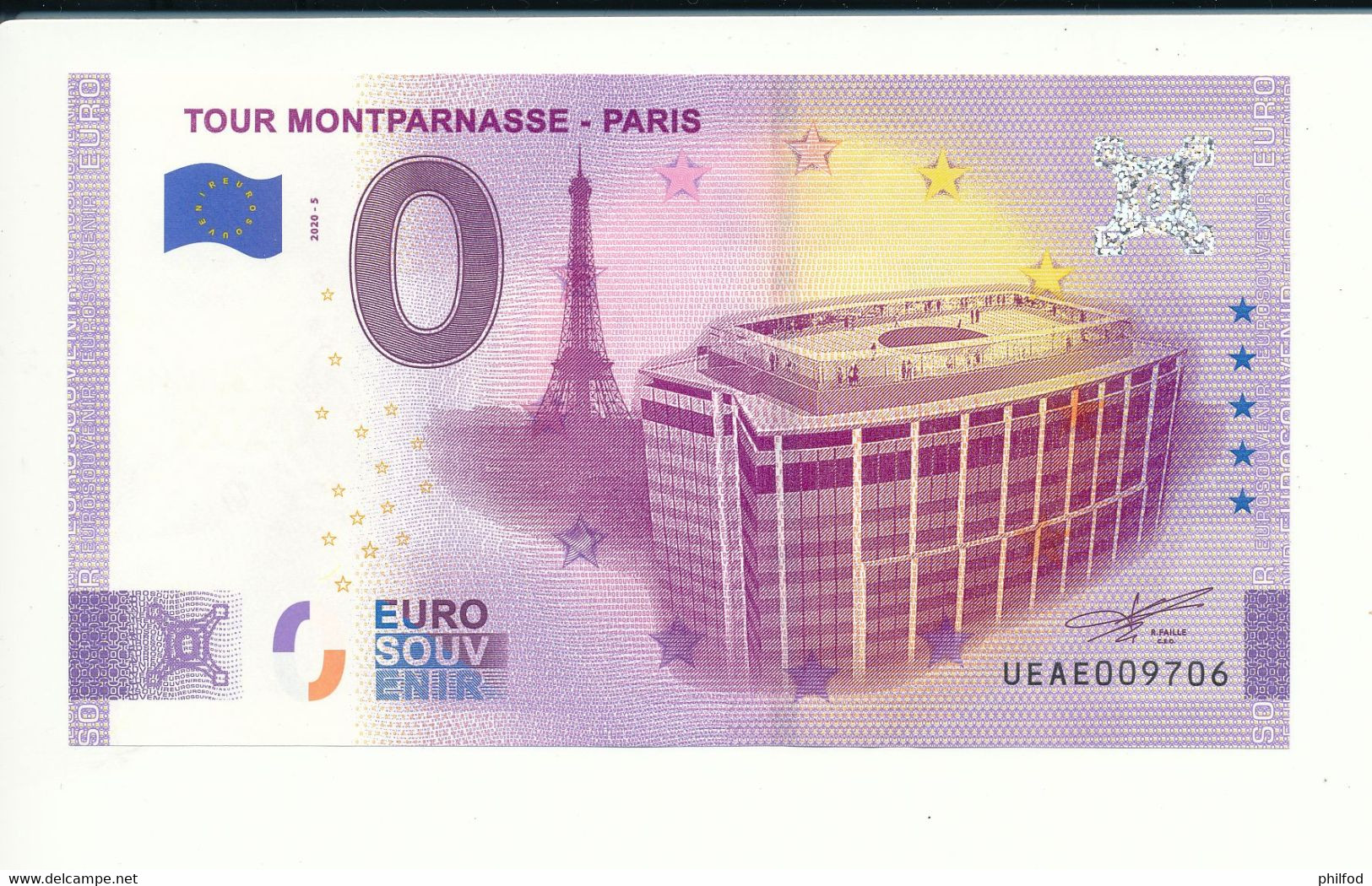 Billet Touristique  0 Euro  - TOUR MONTPARNASSE - PARIS - UEAE - 2020-5 - ANNIV - N° 9706 - Autres & Non Classés