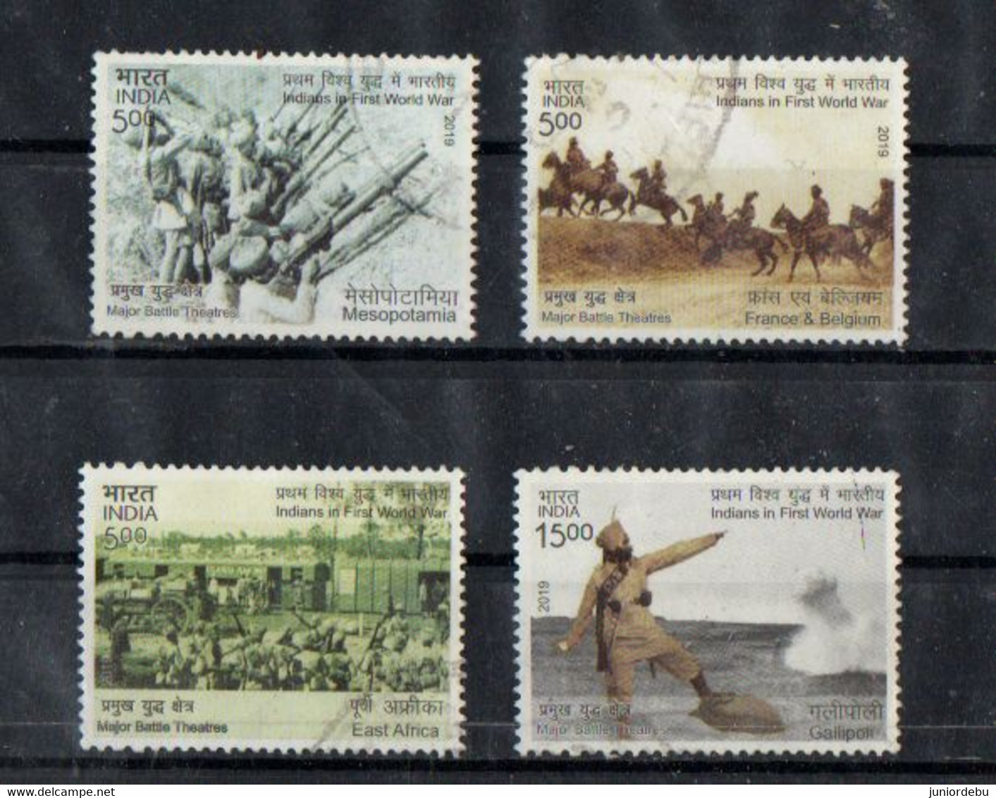 India - 2019 -  Indians In World War I - Major Battle Theatres - Set   - Used. - Used Stamps