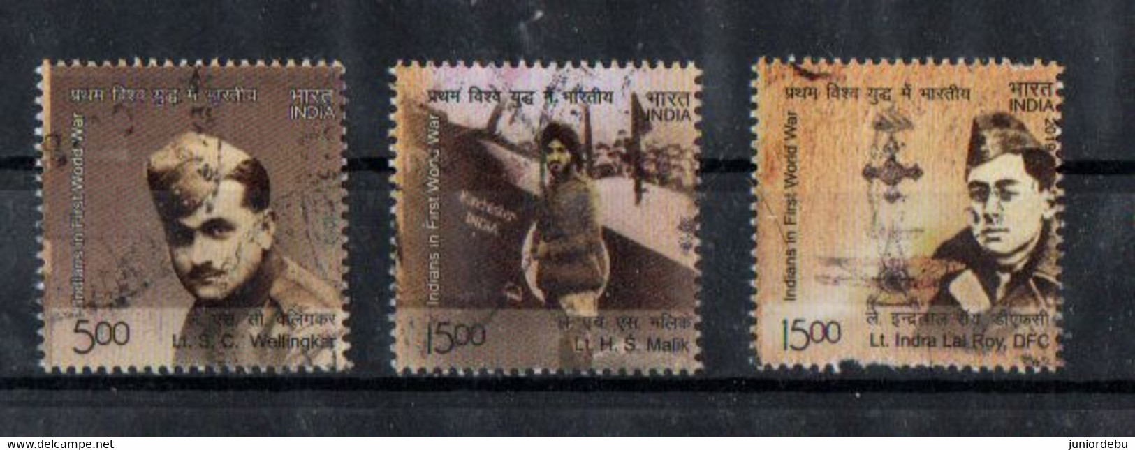 India - 2019 - Indians In World War I - Air Warriors - 3 Diff    - Used. - Usados