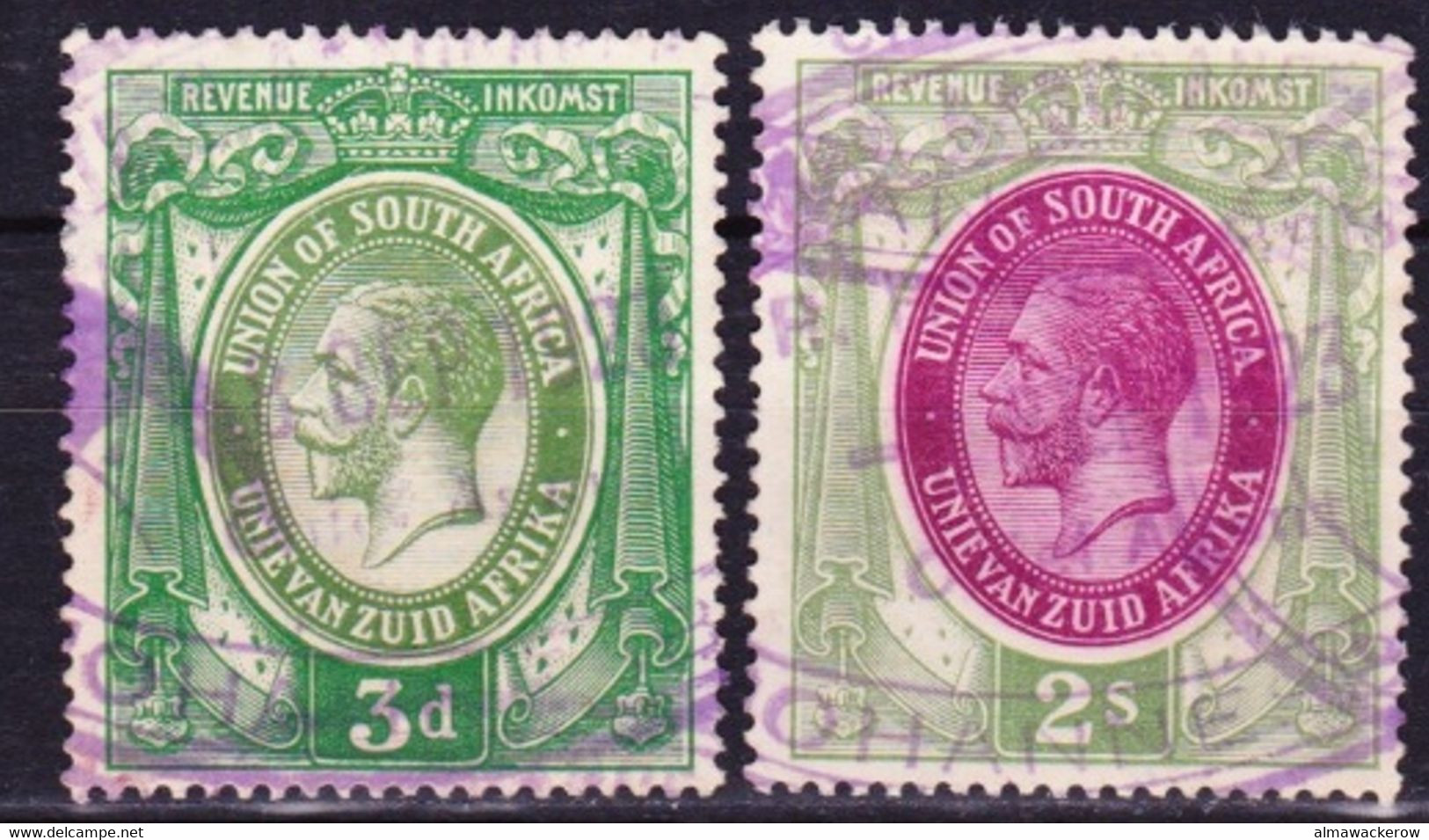 23-041 South Africa Revenue Stamps 3d And 2 Sh Used O - Impuestos